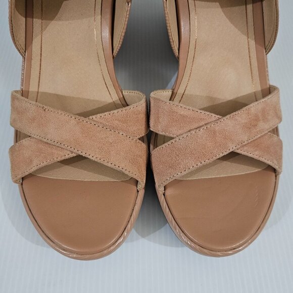 NEW Vionic Bonita Wedge Women 11 Macaroon Tan Suede Leather Orthotic Sandal - Picture 5 of 13